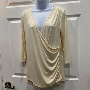 Off-White Long Sleeve Wrap-Around Blouse